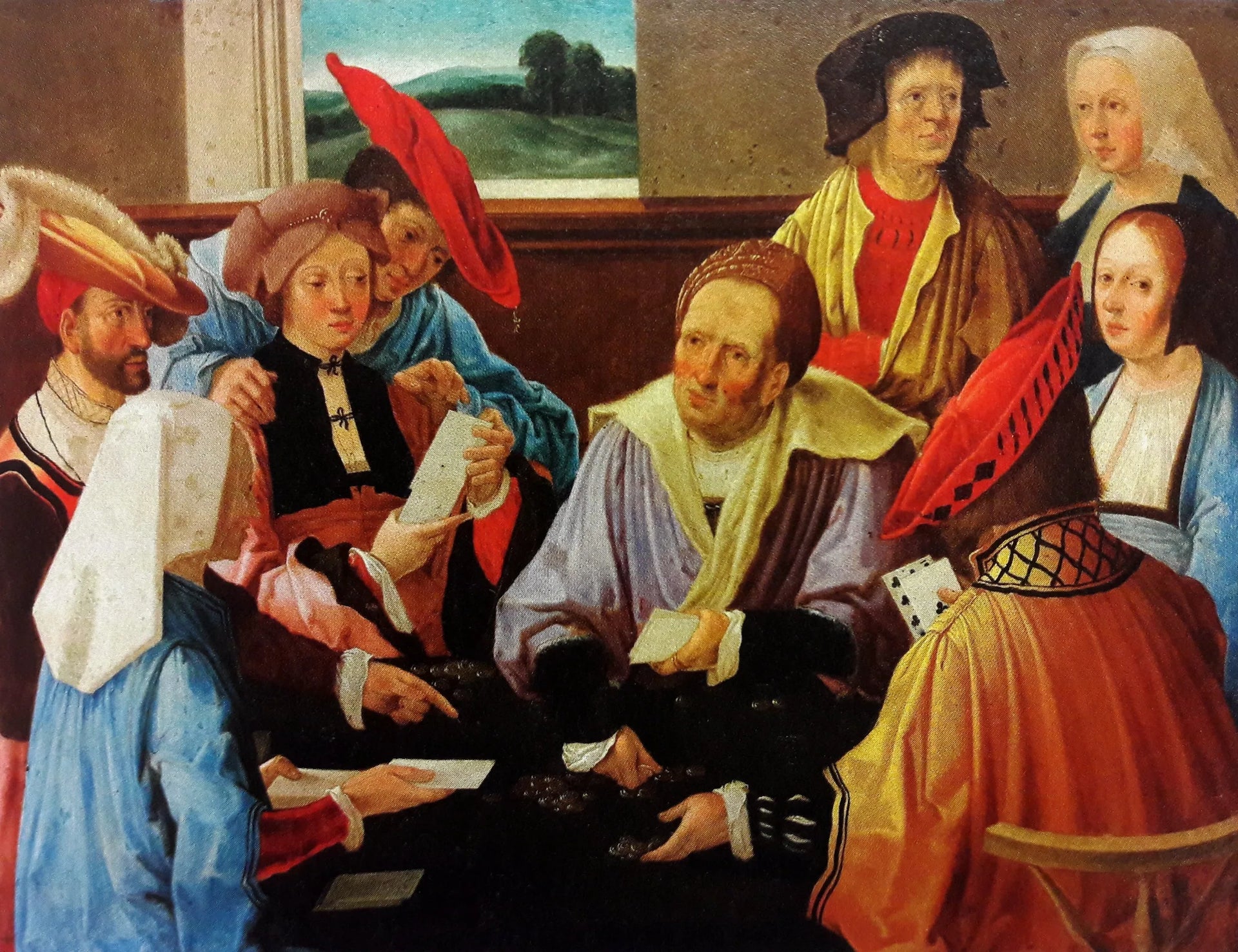 Les joueurs de cartes. - Lucas van Leyden image 1 copie peinte à la main à l’huile