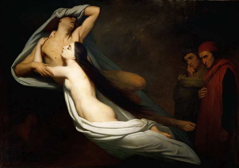 Le ombre di Francesca da Rimini e Paolo Malatesta appaiono a Dante e Virgilio - Ary Scheffer