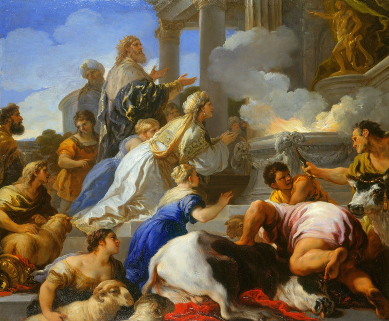 I genitori di Psiche offrono un sacrificio ad Apollo - Luca Giordano