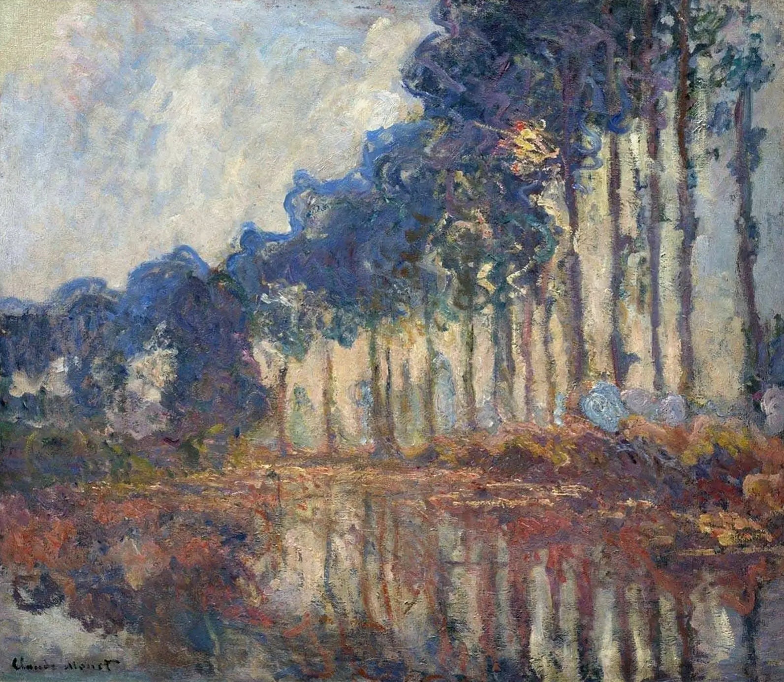 Les peupliers, autumn - Claude Monet image 1 reproduction artisanale de tableau