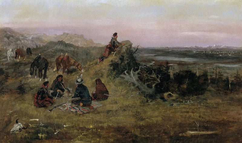 I Piégans si preparano a rubare i cavalli dei corvi - Charles Marion Russell