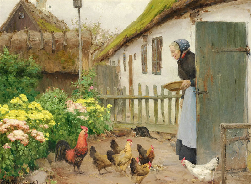 Le galline sono nutrite. - H. A. Brendekilde