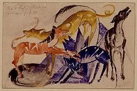 I quattro cani da compagnia del principe Jusuff - Franz Marc