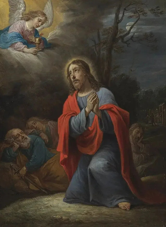 Les quinze secrets du rosaire : l'Agonie au jardin - David Teniers le Jeune image 1 reproduction de peinture à l’huile