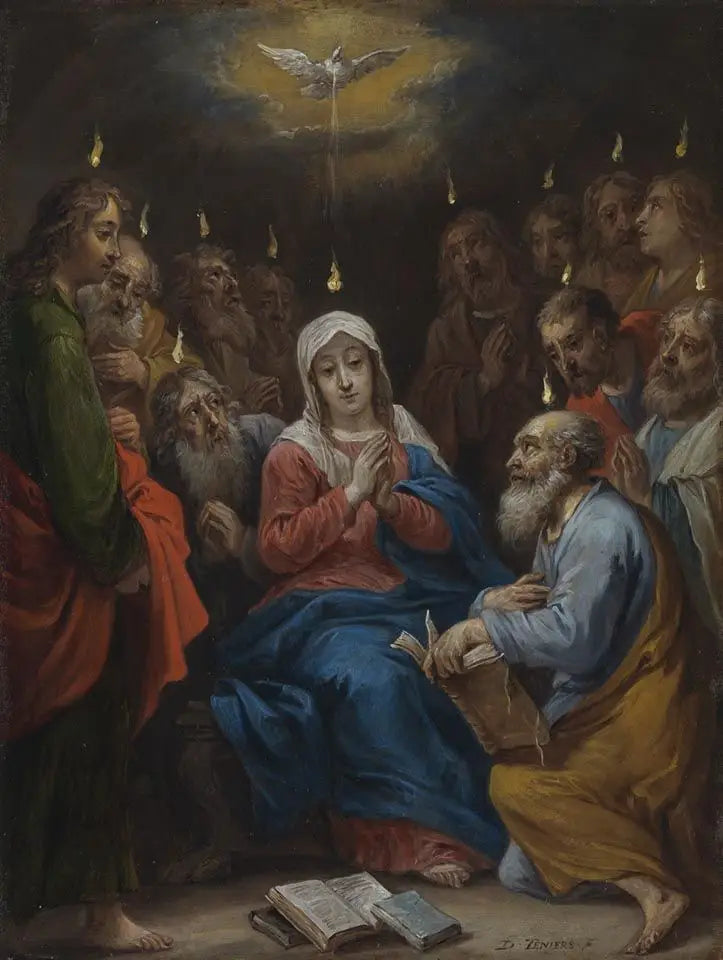 I quindici segreti del rosario : Pentecoste, lo Spirito Santo discende su Maria e gli apostoli - David Teniers il Giovane