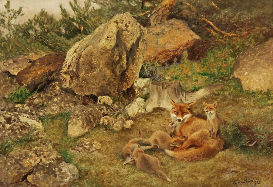 I cuccioli di volpe stanno giocando - Bruno Liljefors