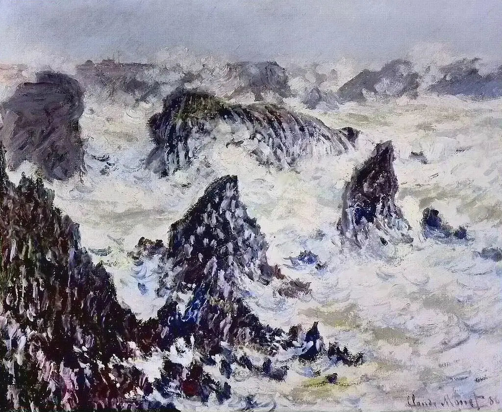 Reproduction du tableau « Les rochers de Belle-Île - Claude Monet » par Alpha Reproduction en peinture à l’huile