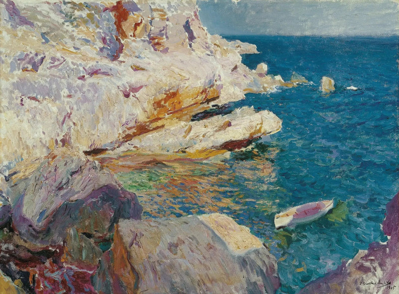 Le rocce di Jávea e la barca bianca - Joaquín Sorolla
