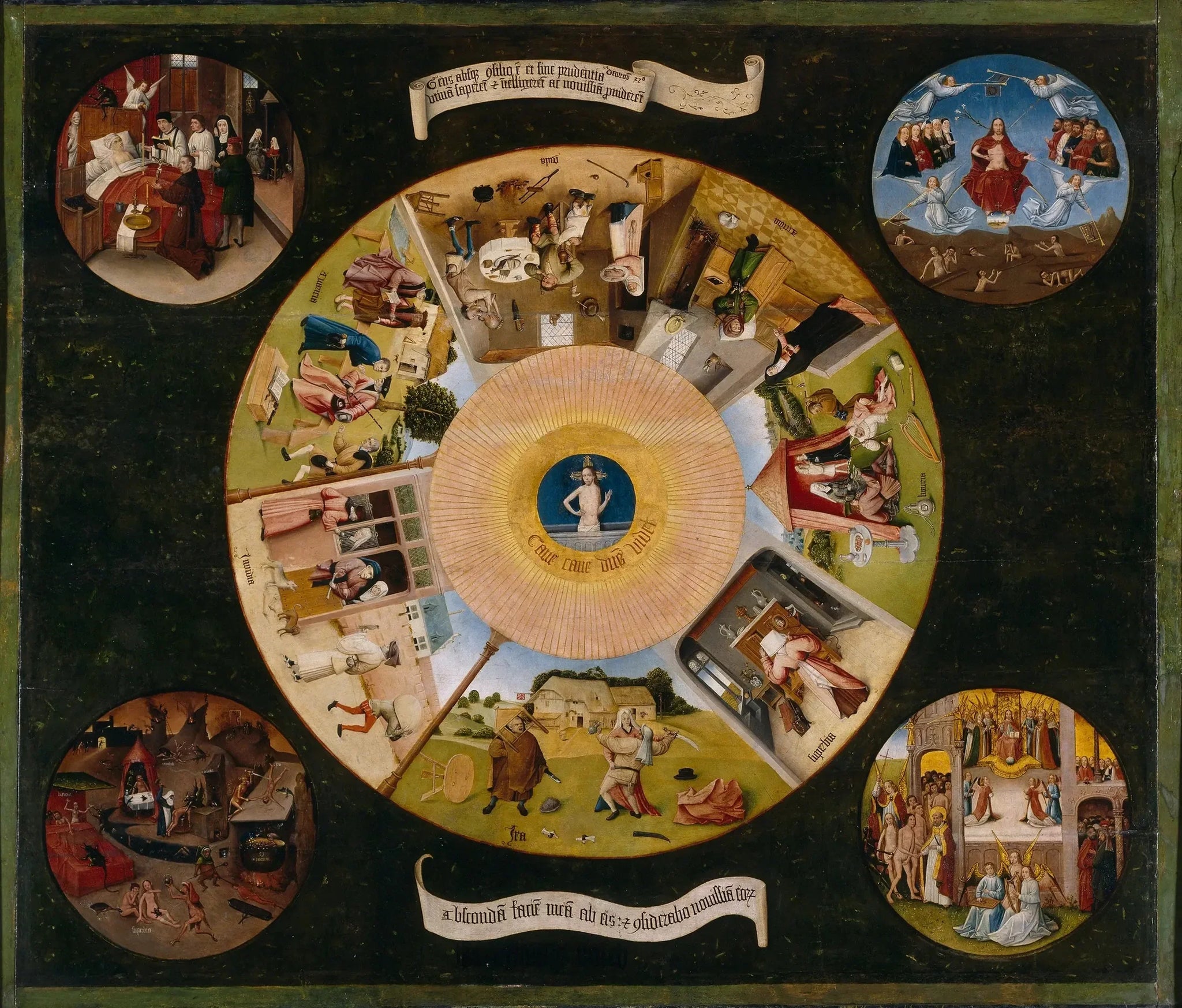 Les Sept Péchés capitaux et les Quatre Dernières Étapes humaines - Hieronymus Bosch image 1 reproduction artisanale de tableau