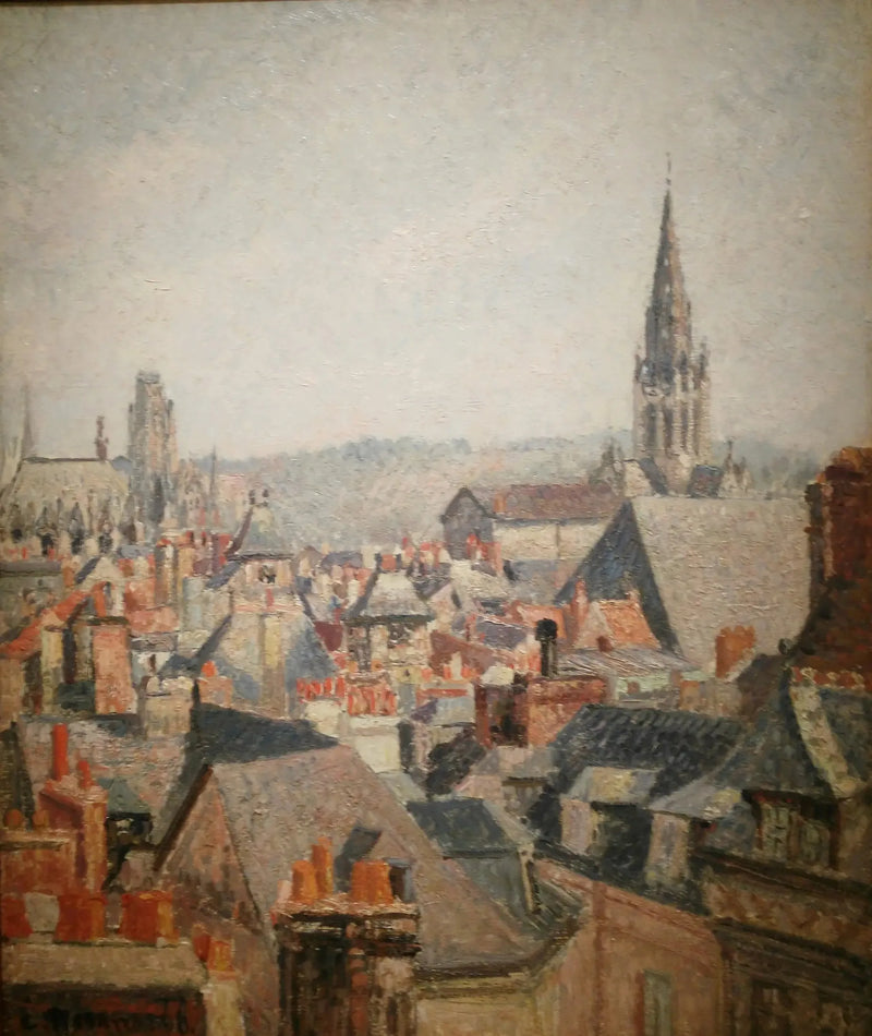 I tetti del vecchio Rouen, sole - Camille Pissarro