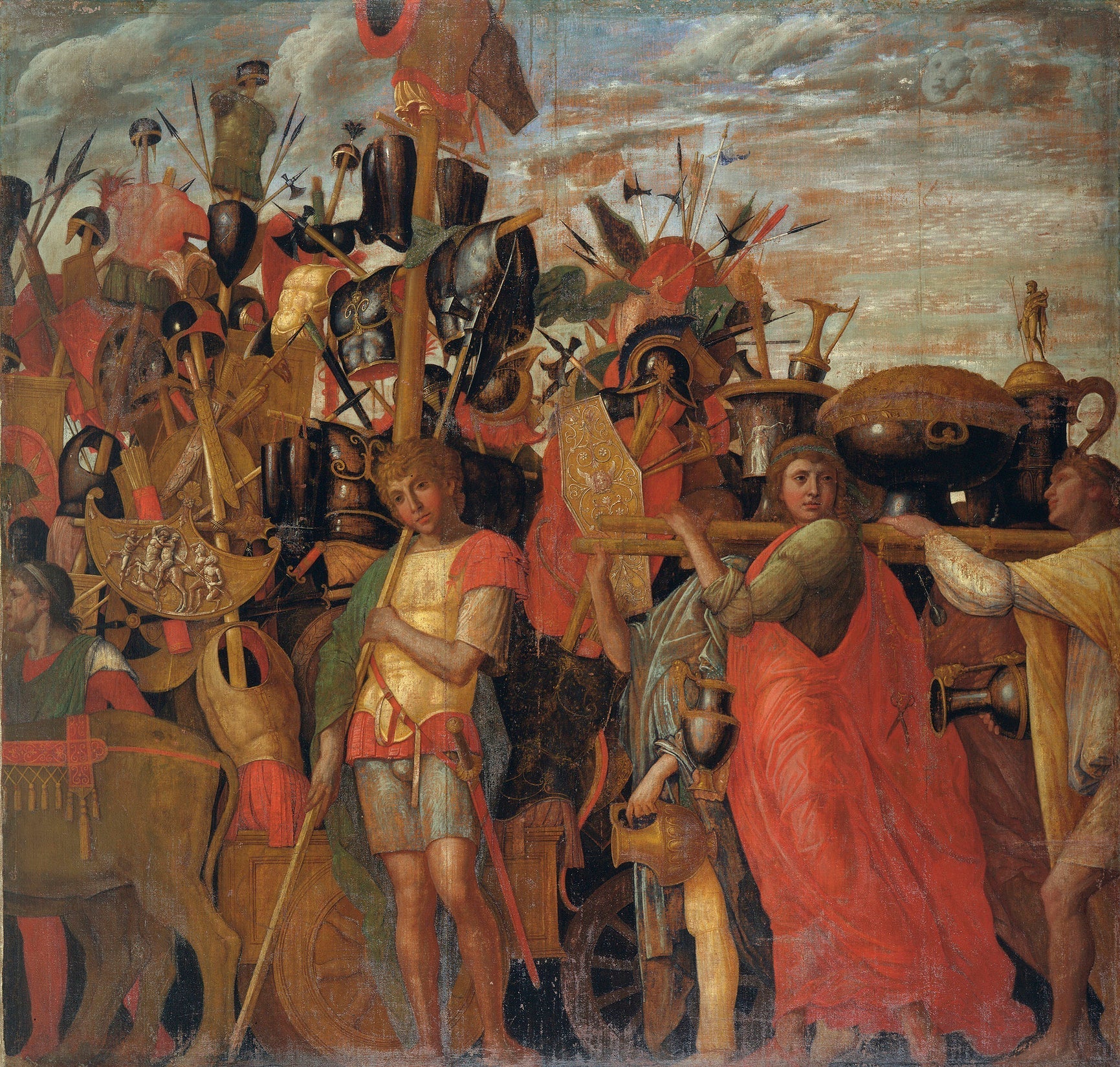 Les Triomphes de César : 3. Les porteurs de trophées et de lingots - Andrea Mantegna image 1 copie peinte à la main à l’huile