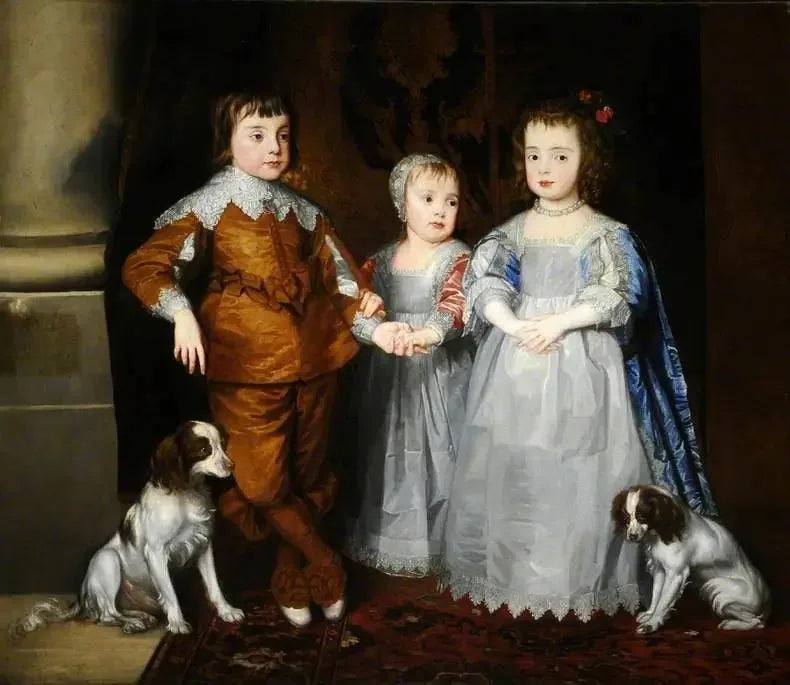 I tre figli più giovani di Carlo I (Carlo, Giacomo e Maria) con i loro cani - Antoine van Dyck