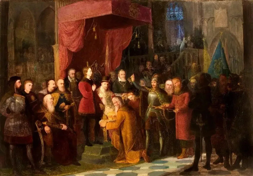 Les tsars Chouïski amenés par Żółkiewski au Sejm de Varsovie devant Zygmunt III - Jan Matejko image 1 reproduction artisanale de tableau