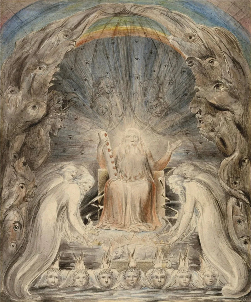 I ventiquattro anziani che depongono le loro corone davanti al trono divino - William Blake