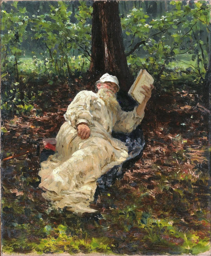 Lev Nikolaïevitch Tolstoï si riposa nella foresta. - Ilya Repin