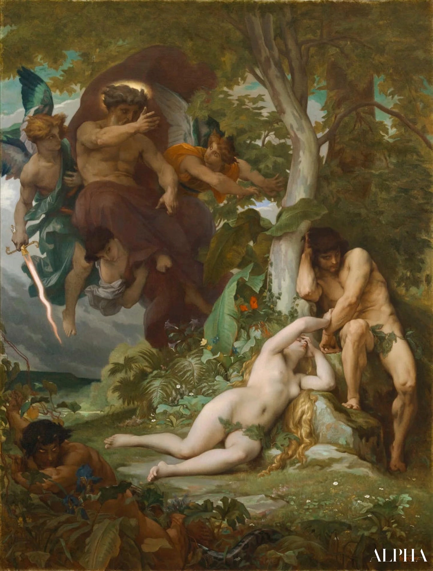 Reproduction du tableau « L'expulsion d'Adam et Eve du jardin du Paradis - Alexandre Cabanel » par Alpha Reproduction en peinture à l’huile
