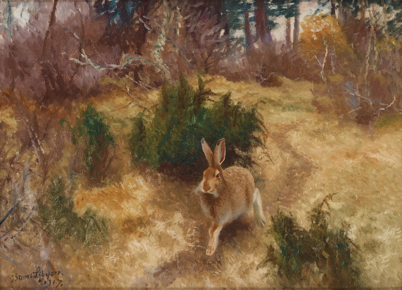 Lepre in un paesaggio autunnale - Bruno Liljefors