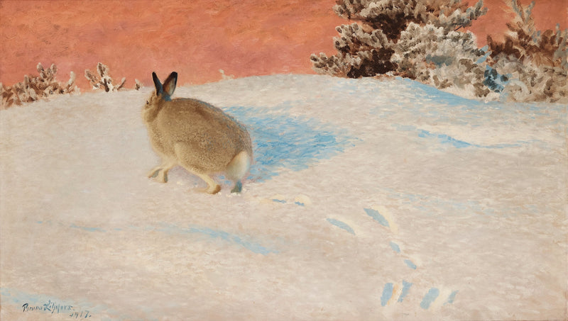 Lepre in un paesaggio invernale - Bruno Liljefors