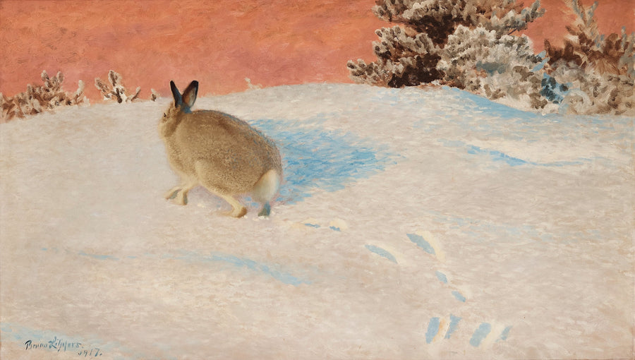 Lepre in un paesaggio invernale - Bruno Liljefors