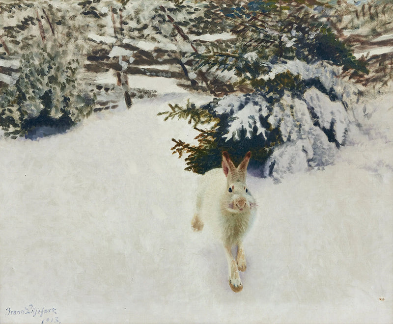 Lepre in un paesaggio invernale - Bruno Liljefors