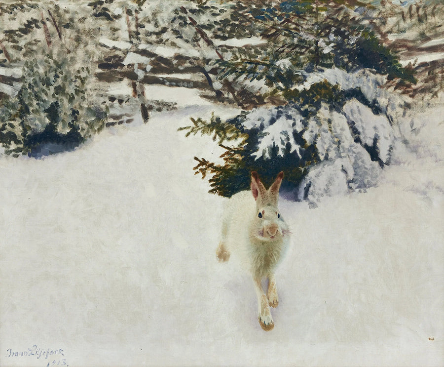 Lepre in un paesaggio invernale - Bruno Liljefors