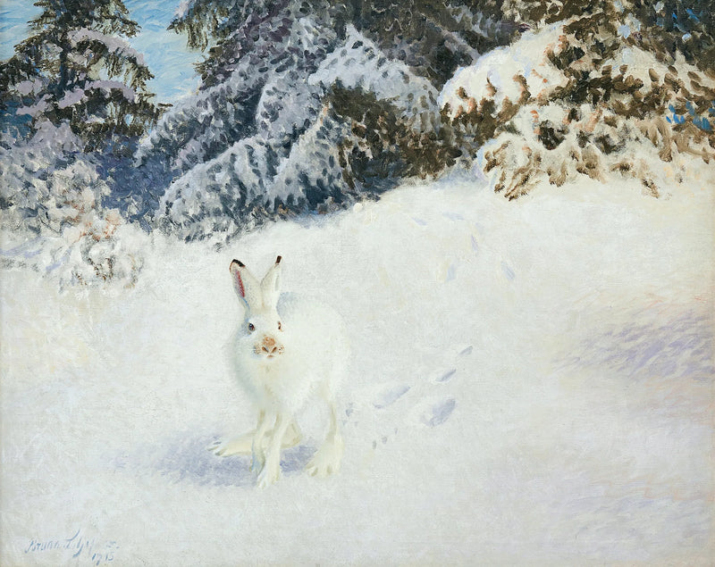 Lepre in un paesaggio invernale - Bruno Liljefors