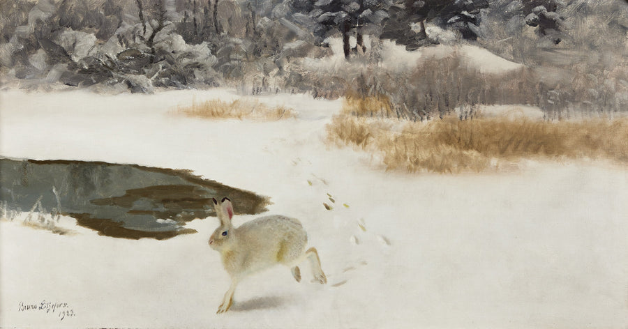 Lepre in un paesaggio invernale - Bruno Liljefors