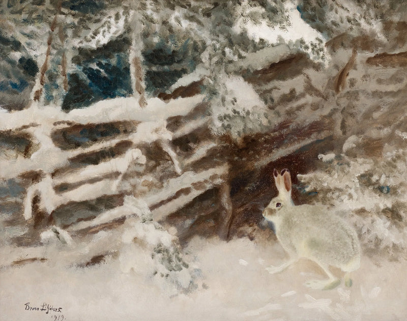 Lepre in un paesaggio invernale - Bruno Liljefors