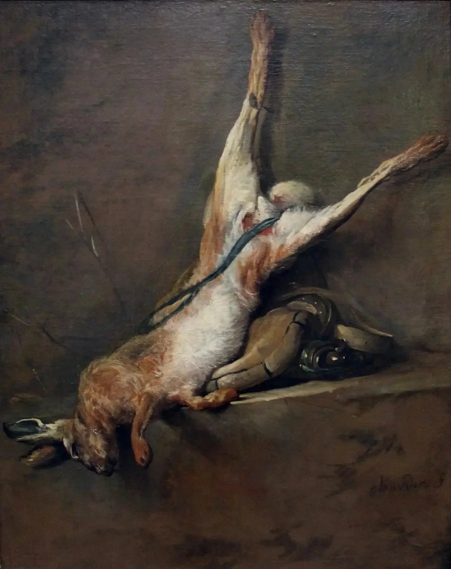 Lepre morta con pera a polvere e giberne - Jean Siméon Chardin