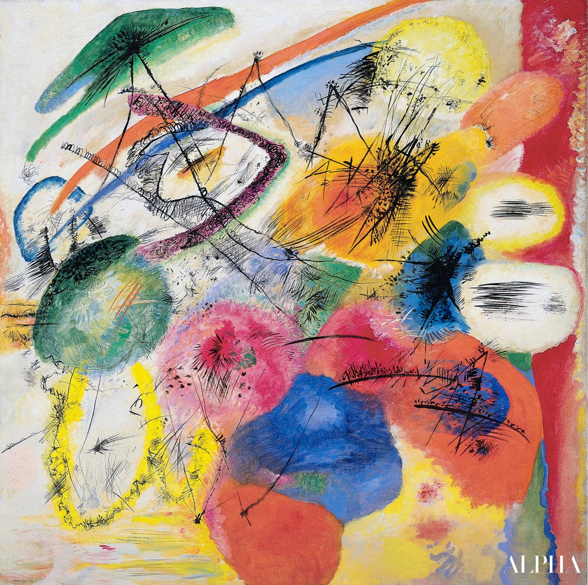 Lignes noires - Vassily Kandinsky - Reproductions de tableaux et peintures haut de gamme