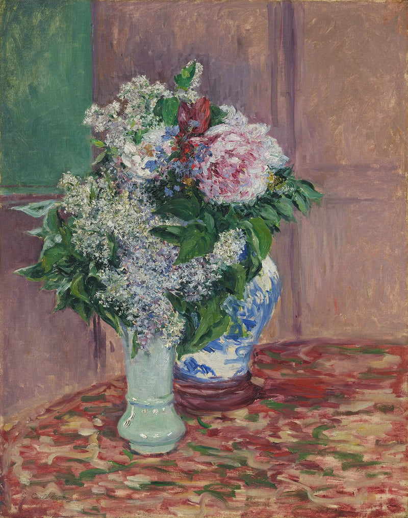 Lillà e peonie in due vasi - Gustave Caillebotte