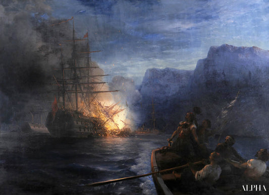 L'incendie du navire amiral turc par Kanáris, 1881 - Ivan Aïvazovski - Reproductions de tableaux et peintures haut de gamme