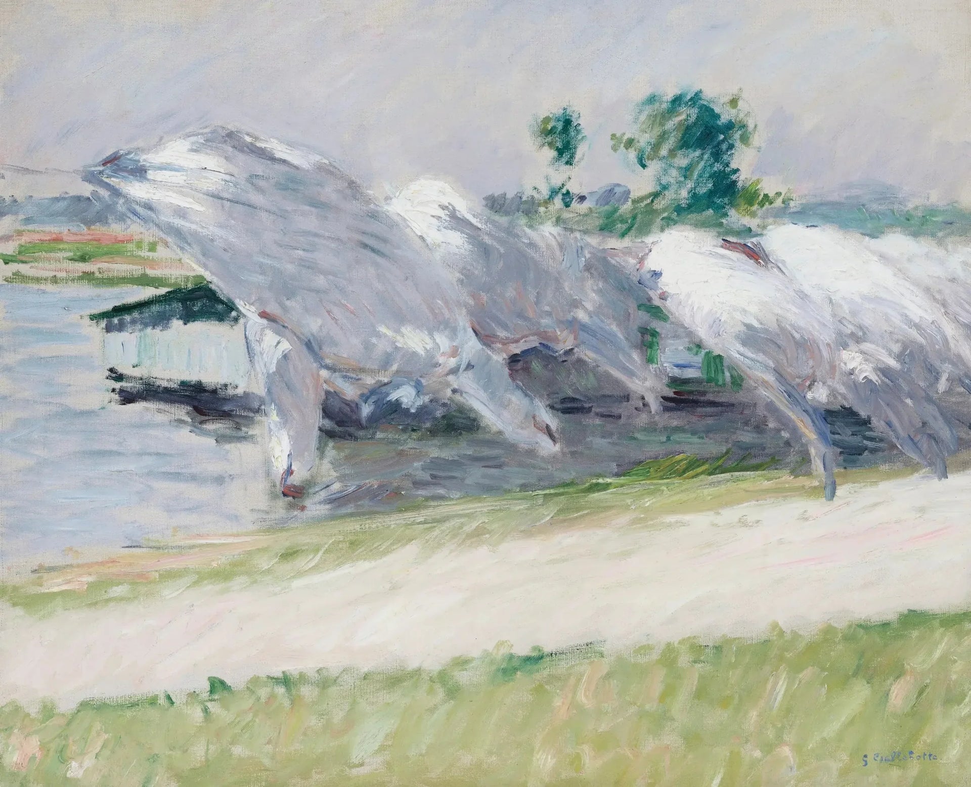 Linge séchant, Petit Gennevilliers - Gustave Caillebotte image 1 reproduction artisanale de tableau