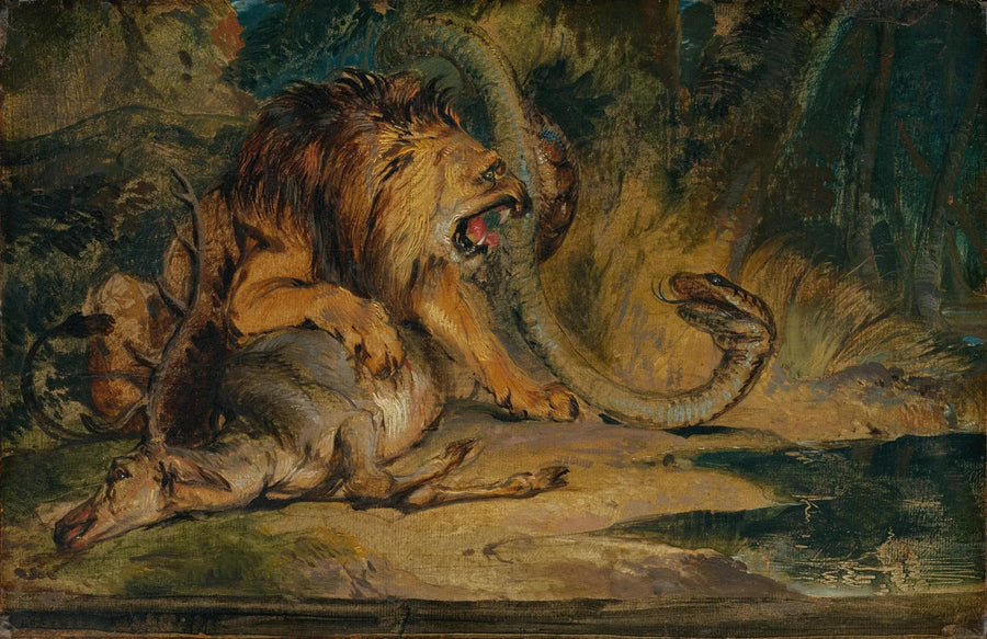 Leone che difende la sua preda - Edwin Henry Landseer