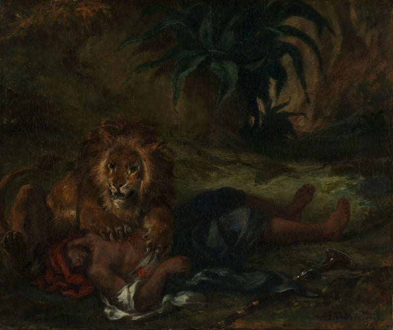 Leone che divora un arabo - Eugène Delacroix