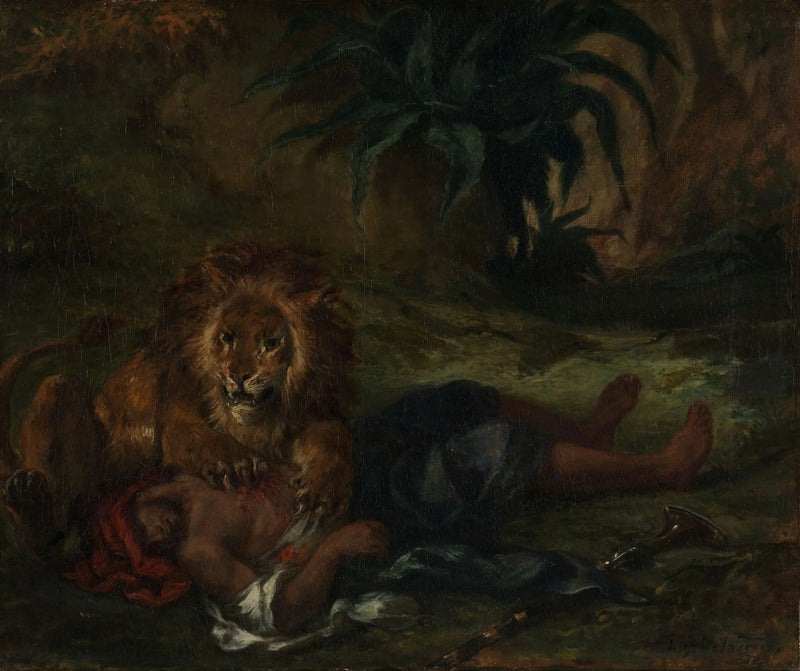 Leone che divora un arabo - Eugène Delacroix