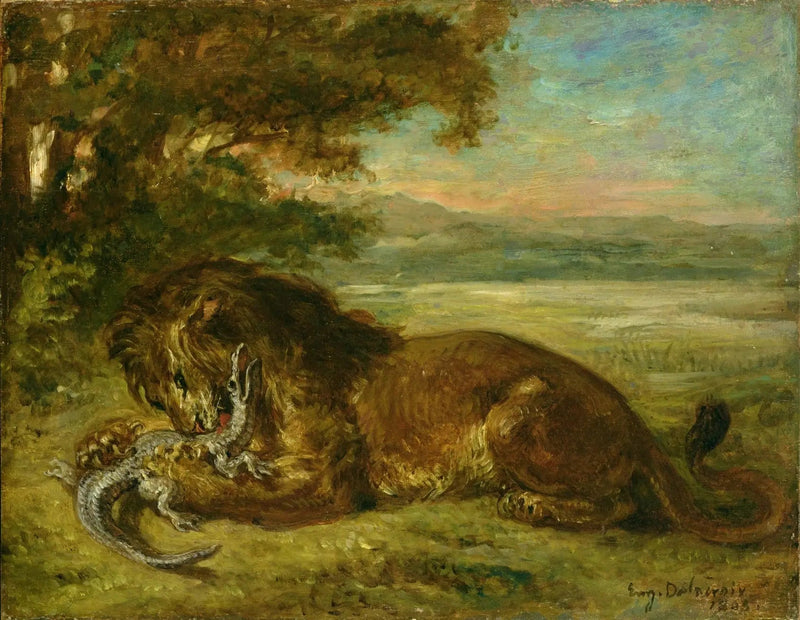 Leone e caimano - Eugène Delacroix