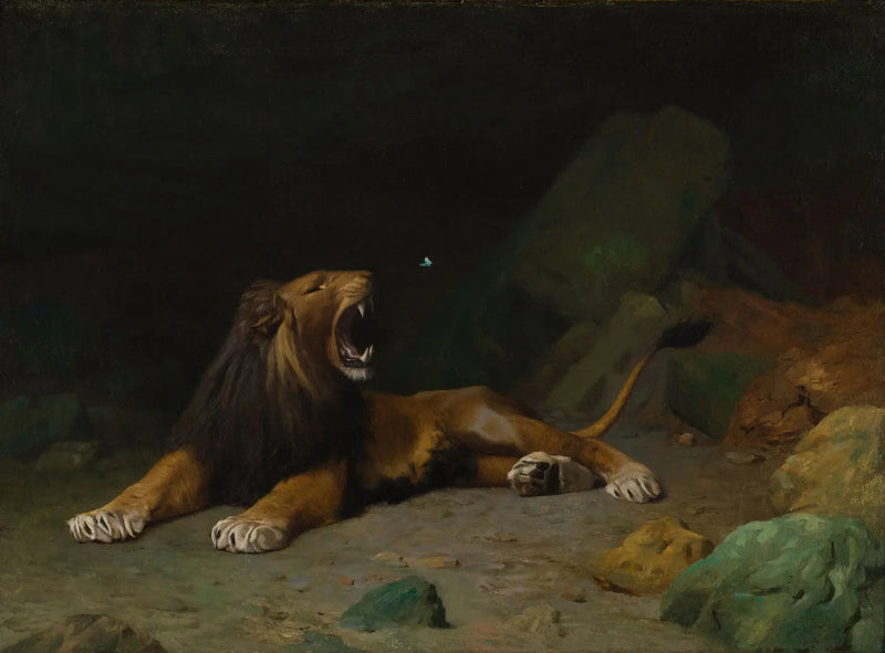 Leone che cerca di afferrare una farfalla - Jean-Léon Gérôme