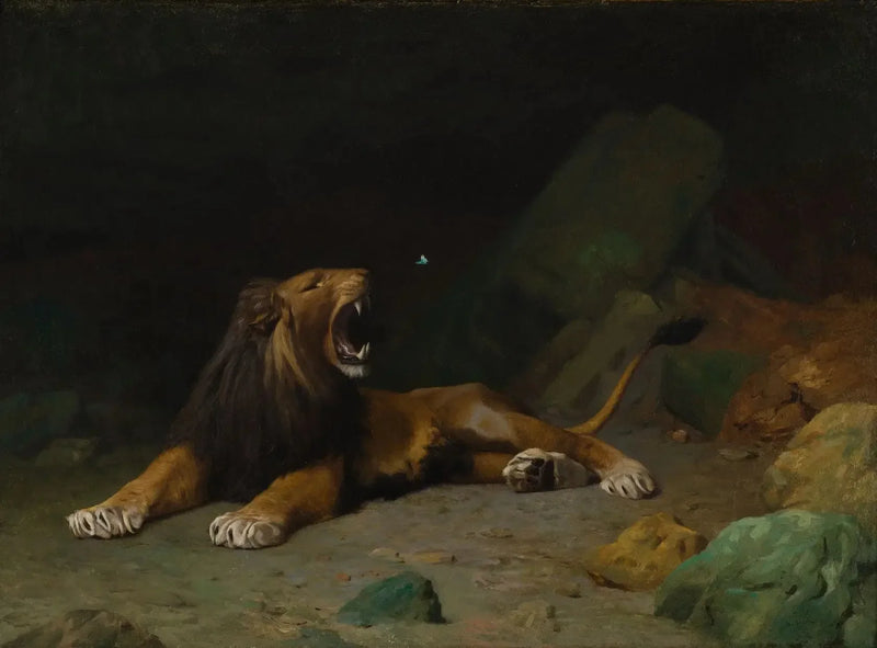 Leone che cerca di afferrare una farfalla - Jean-Léon Gérôme