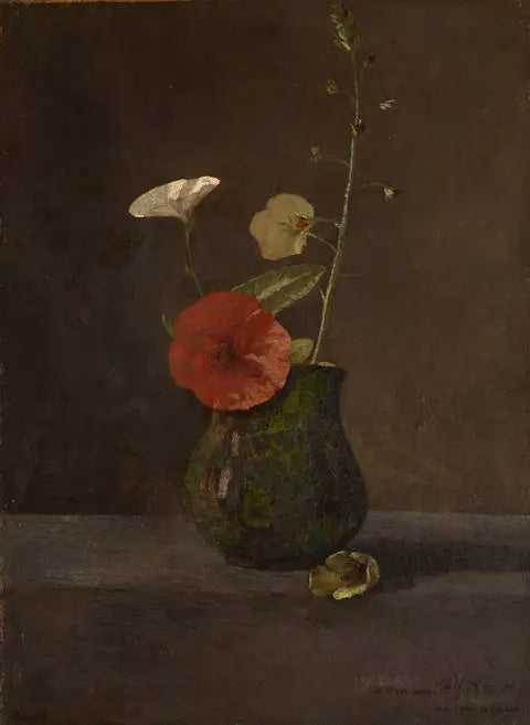 Liserons e papaveri in una piccola brocca verde - Odilon Redon