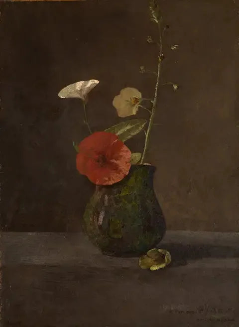 Liserons e papaveri in una piccola brocca verde - Odilon Redon