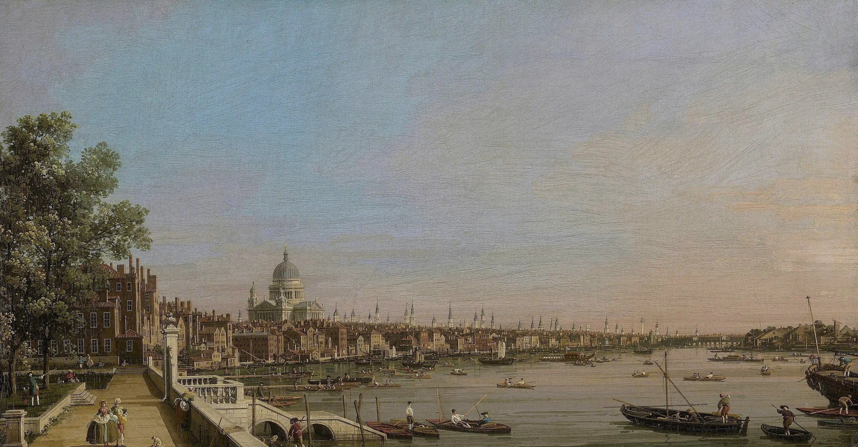 Londres et la Tamise vues de la terrasse de Somerset House vers la cathédrale St. Paul - Canaletto - Alpha Reproduction