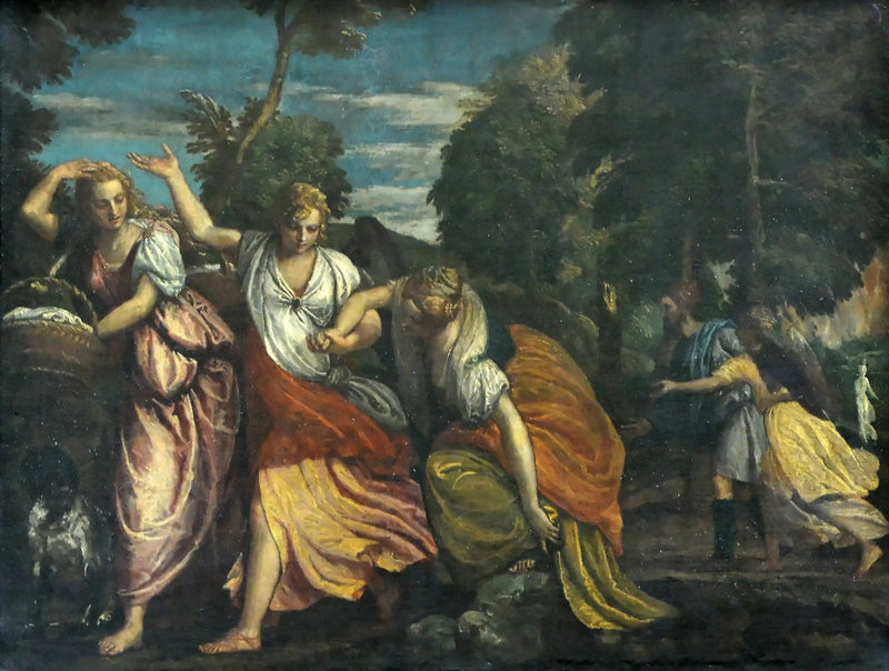 Loth e le sue figlie che fuggono Sodoma sotto la guida di due angeli - Paolo Veronese