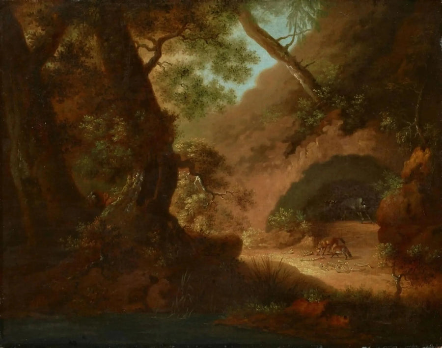 Lupi nella foresta di fronte a una grotta - Caspar David Friedrich