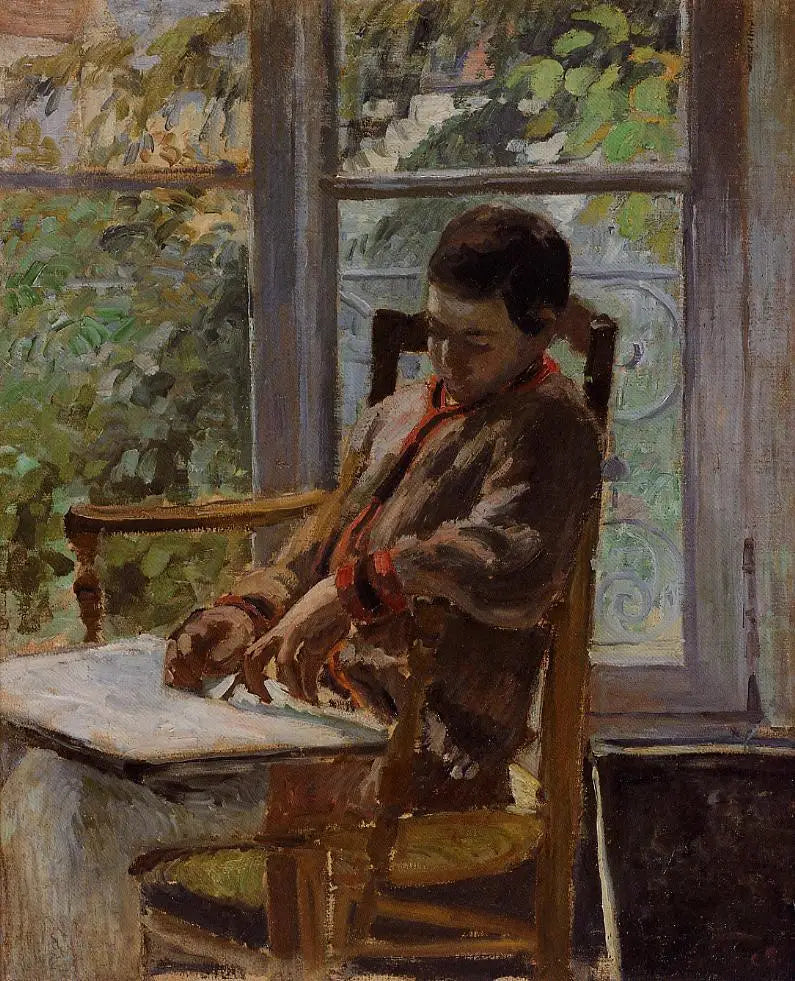 Lucien Pissarro in un interno - Camille Pissarro