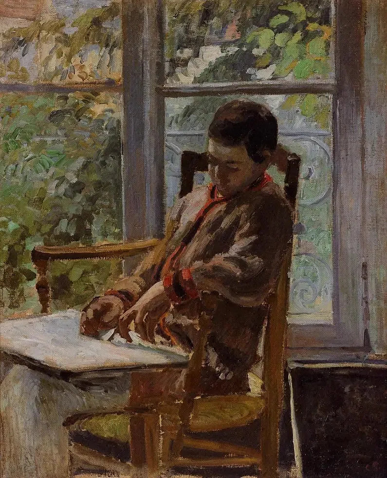 Lucien Pissarro in un interno - Camille Pissarro