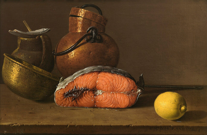 Nature morte avec saumon, citron et récipients - Luis Meléndez