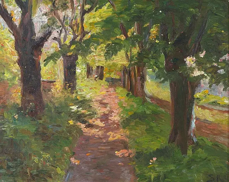 Luce del sole attraverso gli alberi di Skagen Plantage. - Peder Severin Krøyer