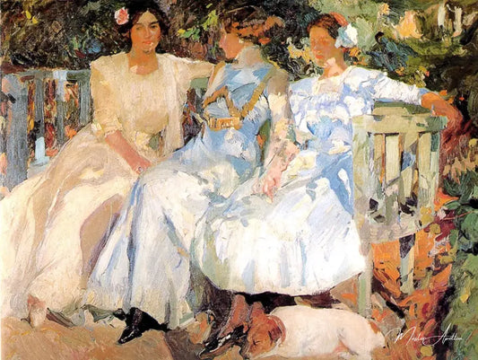 Ma femme et mes filles dans le jardin - Sorolla - Reproductions de tableaux et peintures haut de gamme