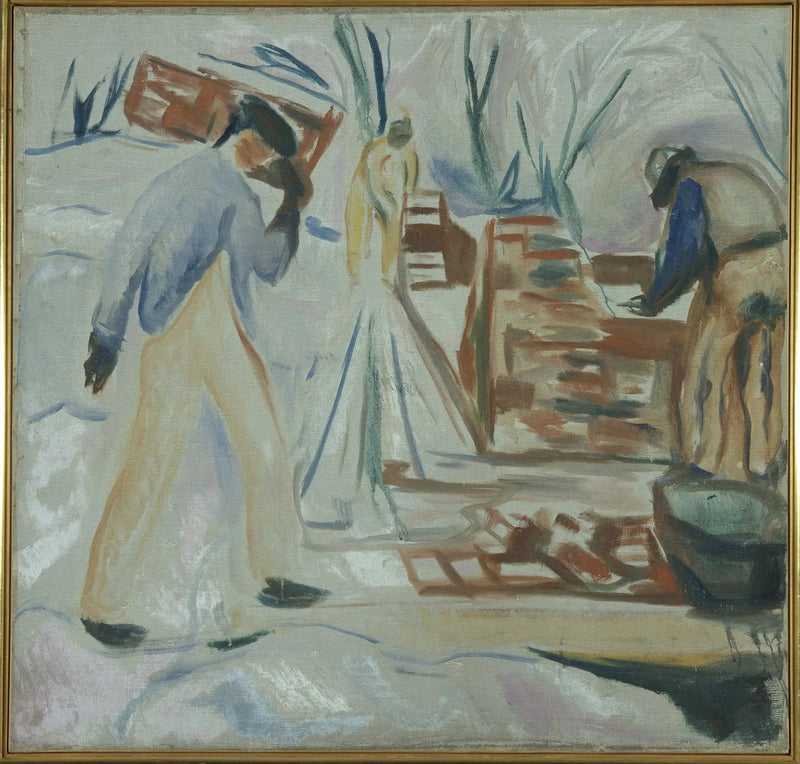 Muratore al lavoro sull'edificio dello studio - Edvard Munch